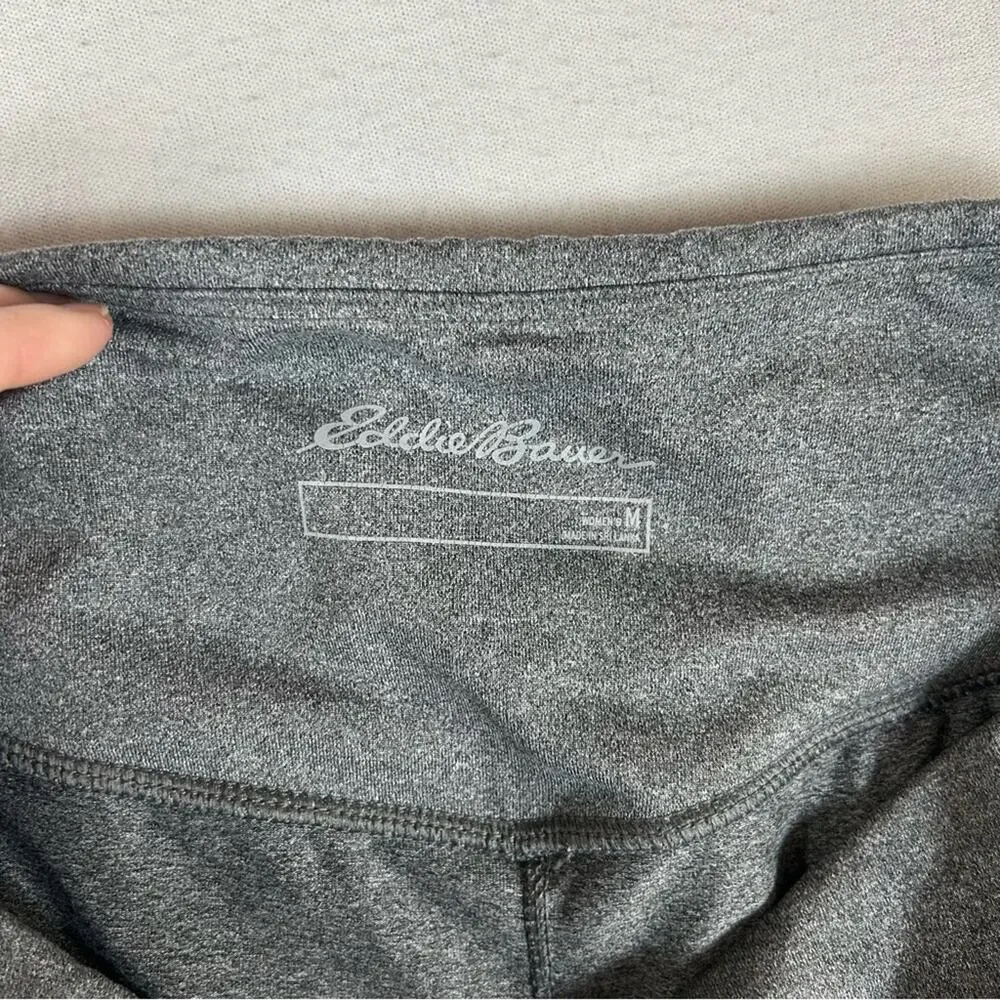 Eddie Bauer Gray Capri Crop Leggings Womens M Medium Key Pocket Mid Rise Pull On